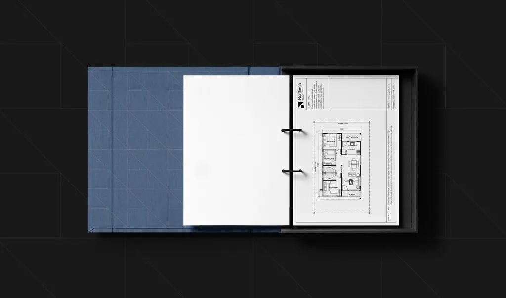 Nordarch Studio creative direction โ architectural blueprint and logo design Nordic minimalism
