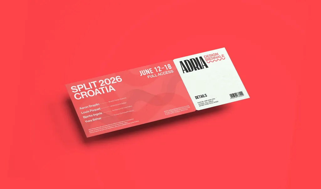 Adria Design Biennale 2026 brand identity — festival ticket and print design Split Croatia